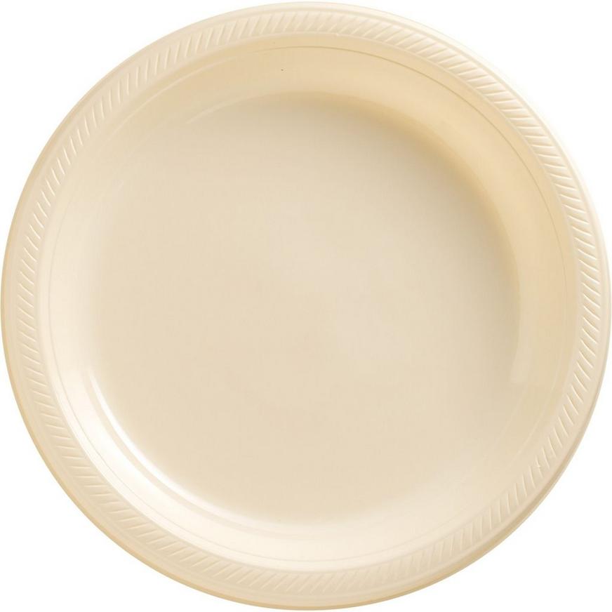 Vanilla Cream Plastic Dinner Plates, 10.25in, 50ct